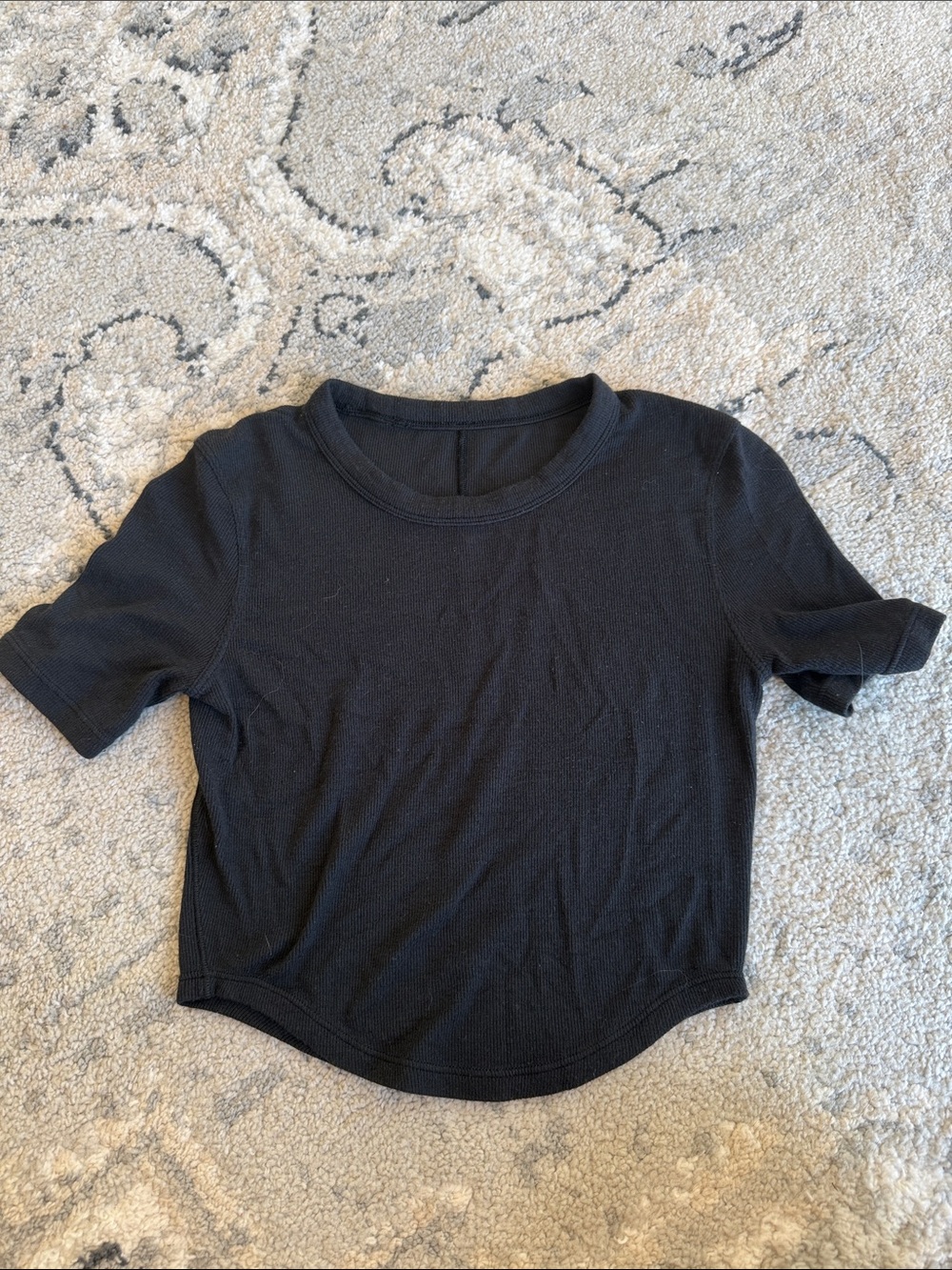 lululemon athletica Black Ribbed Short Sleeve Scoop Tee